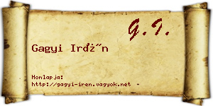 Gagyi Irén névjegykártya